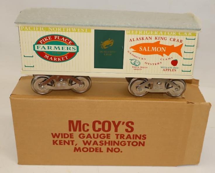 McCoy Standard Gauge Pike Place Farmer's Market Box Car In Original Box: 13" x 6" x 4"