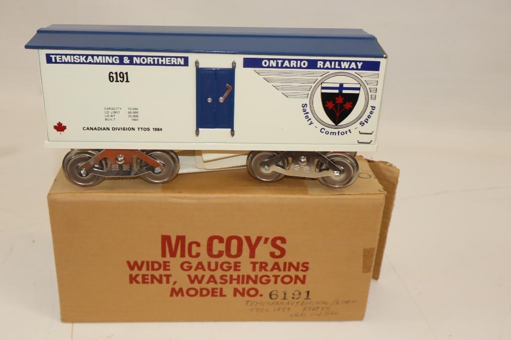 McCoy Standard Gauge Temiskaming & Northern Ontario Railway Box Car Model 6191 In Original Box: 13" x 6" x 3.5"