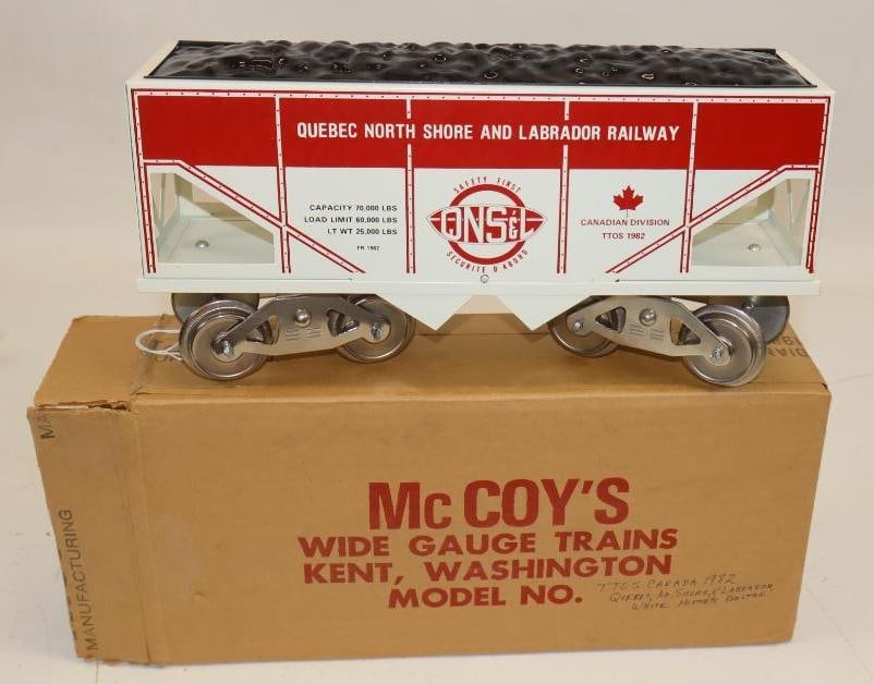 McCoy Standard Gauge Quebec Northshore and Labrador Railway Hopper In Original Box: 12.5" x 6.5" x 4"