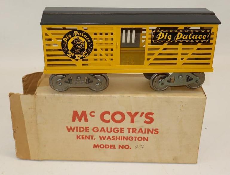 McCoy Standard Gauge T.P.C Pig Palace Box Car In Original Box: 12.5" x 6" x 3.5"