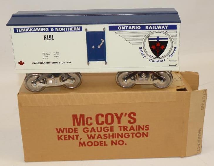 McCoy Standard Gauge Temiskaming & Northern Ontario Railway Box Car Model 6191 In Original Box: 13" x 6" x 3.5"