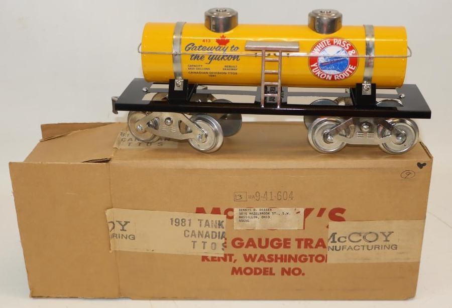 McCoy Standard Gauge White Pass and Yukon Route Tanker In Original Box: 12.5" x 6.5" x 4"