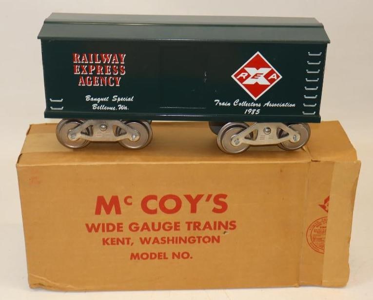 McCoy Standard Gauge Railway Express Agency Box Car In Original Box: 13" x 6.5" x 4"