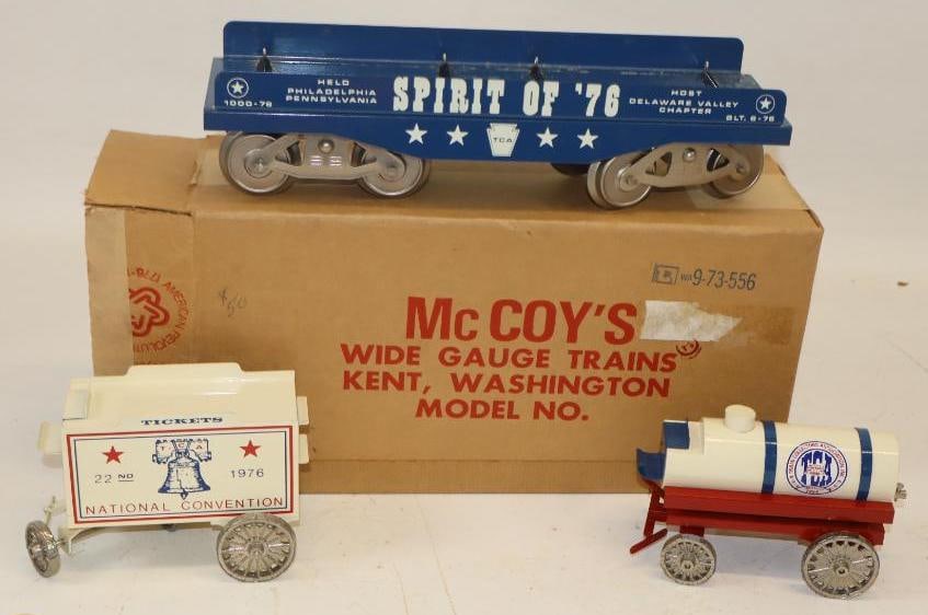 McCoy Standard Gauge TCA 1976 National Convention Flatcar with Wagons In Original Box: 13" x 7" x 4"