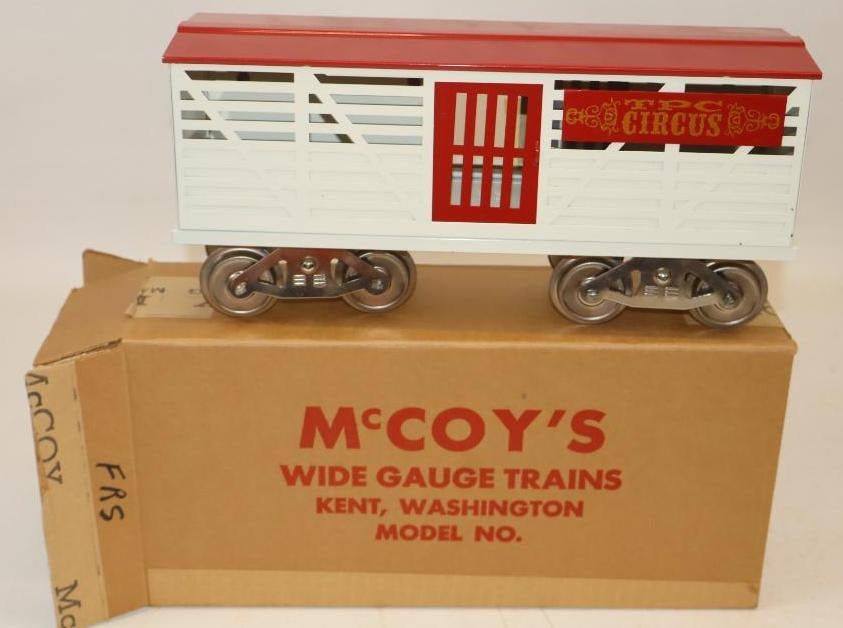 McCoy Standard Gauge TPC Circus Box Car In Original Box: 13" x 6.5" x 4"