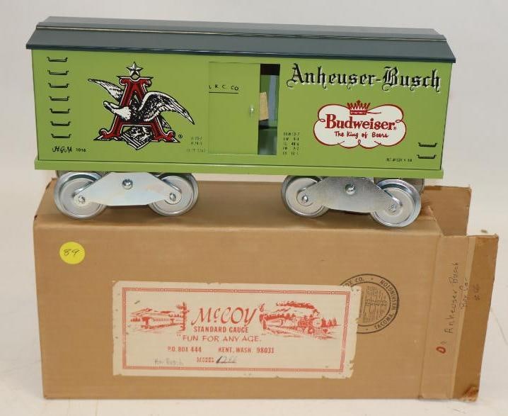 McCoy Standard Gauge Anheuser Busch Box Car In Original Box: 12" x 6" x 4"