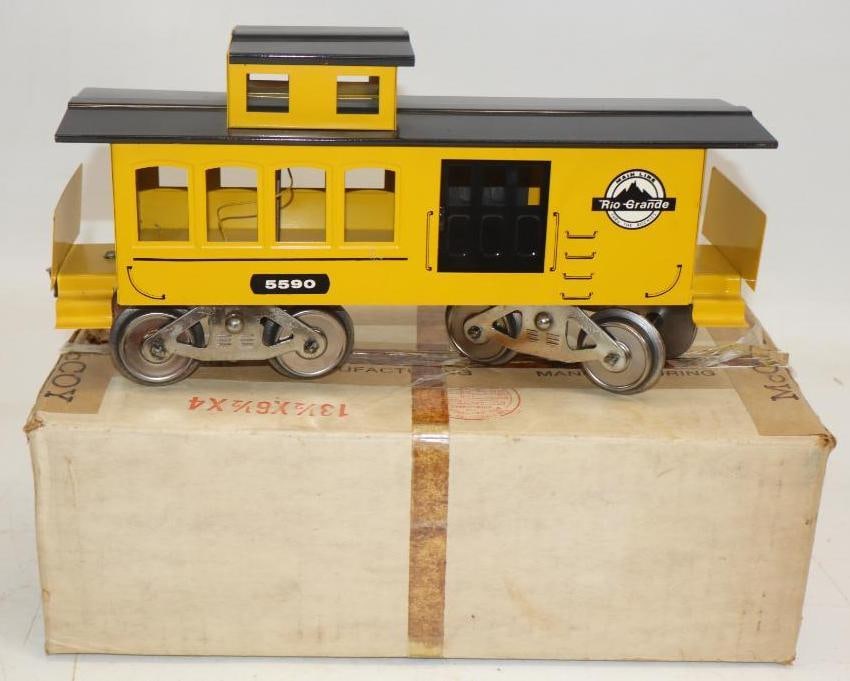 McCoy Standard Gauge Rio Grande Caboose In Original Box: 13" x 7" x 4.5"