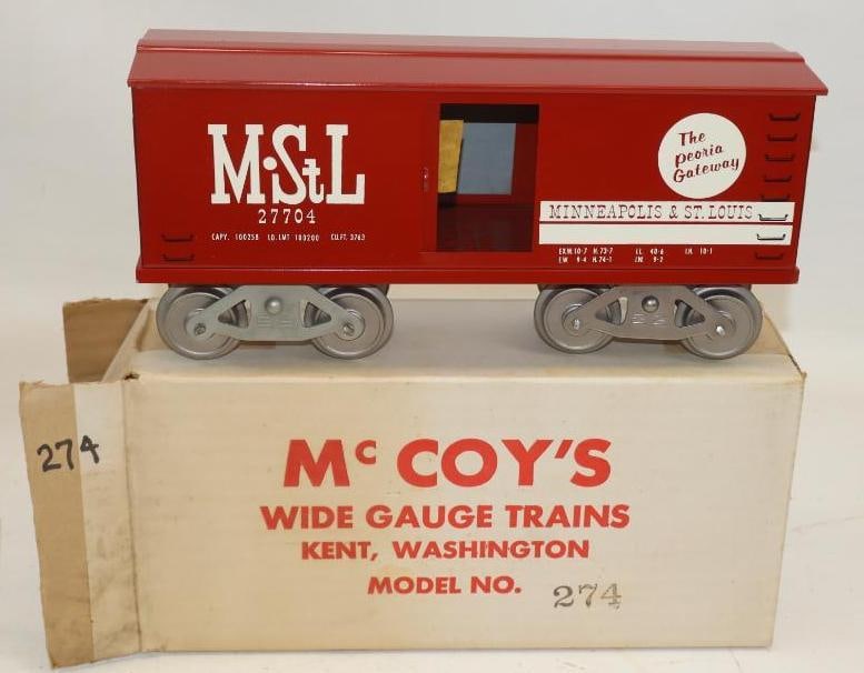 McCoy Standard Gauge Minneapolis and St Louis Box Car In Original Box: 13" x 6" x 4"