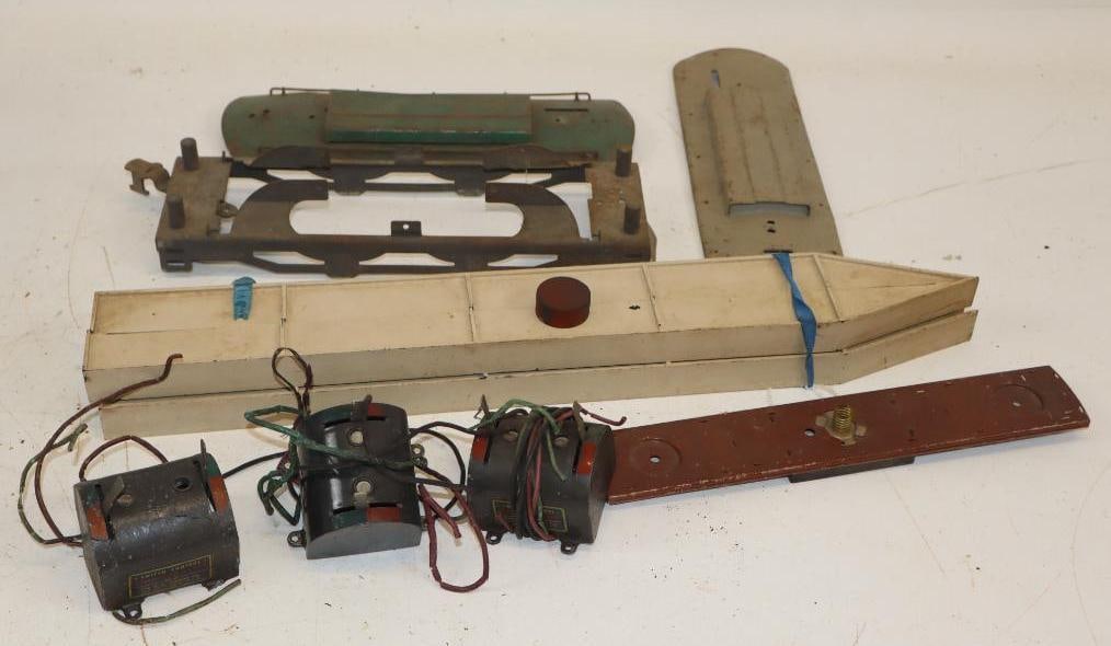 Group of 11 American Switch Controls and Train Parts: largest 19.5" x 1" x .75"