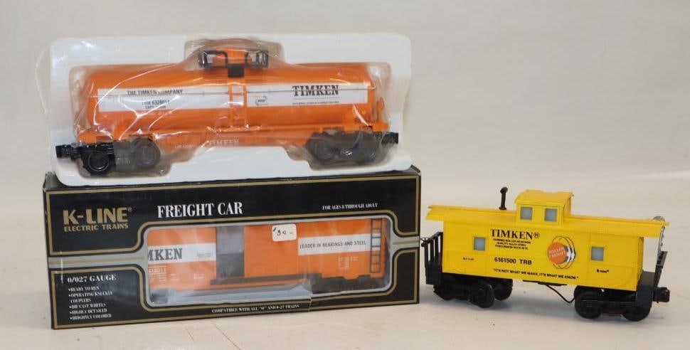 Group of 3 K Line Timken Bearings Train Cars: largest 11.5" x 4.5" x 3"