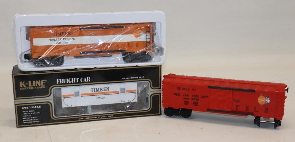 Group of 3 K Line Timken Bearings Train Cars: largest 11.5" x 4.5" x 3"