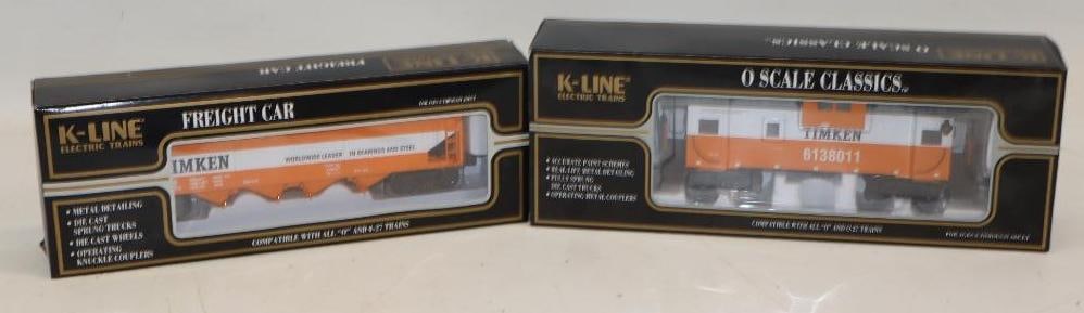 Group of 2 K Line Timken Bearings Train Cars In Original Boxes: largest 16" x 6" x 3.5"