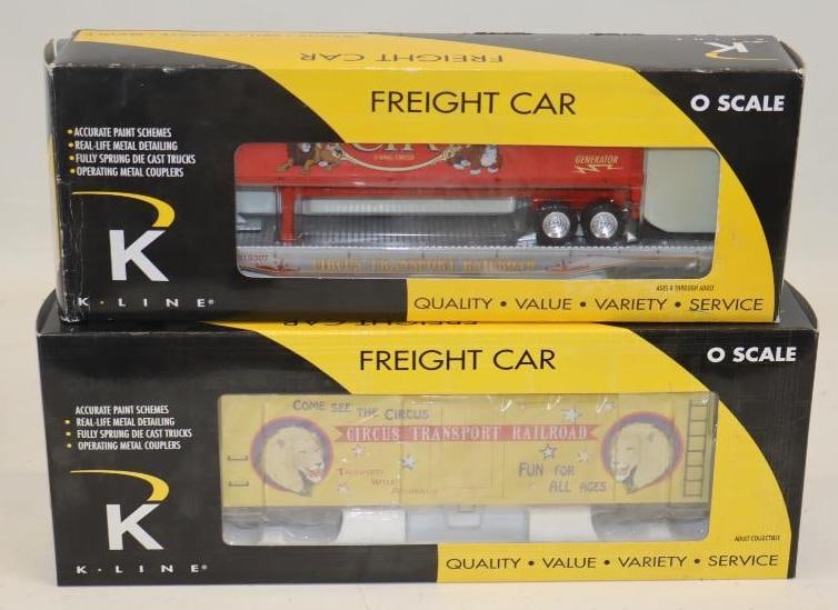 Group of 2 CTRR Circus Train Cars in Original Boxes: largest 16" x 6" x 3"