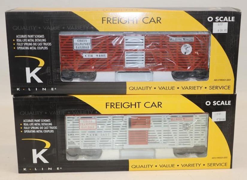 Group of 2 K Line CTRR Freight Cars in Original Boxes: 15.5" x 5.75" x 3" each