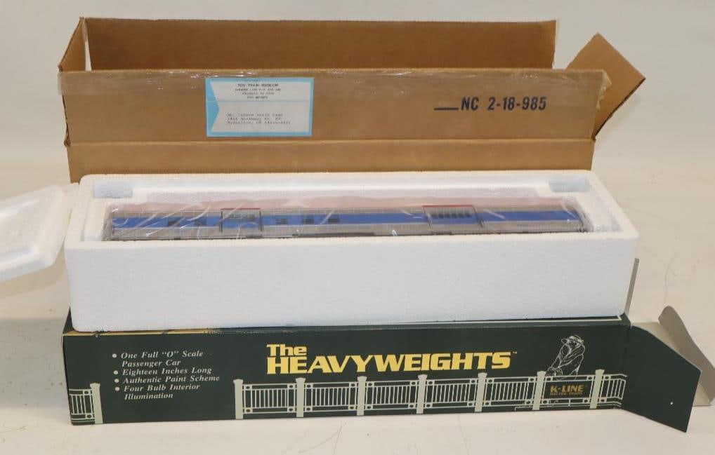 Group of 2 K Line The Heavy Weights O Scale Passenger Cars in Original Box: 20.5" x 6" x 8.5"