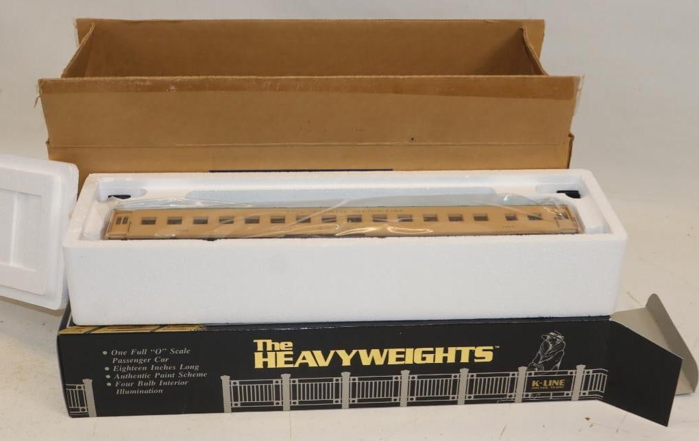 Group of 2 K Line The Heavy Weights O Scale Passenger Cars in Original Box: 20.5" x 6" x 8.5"