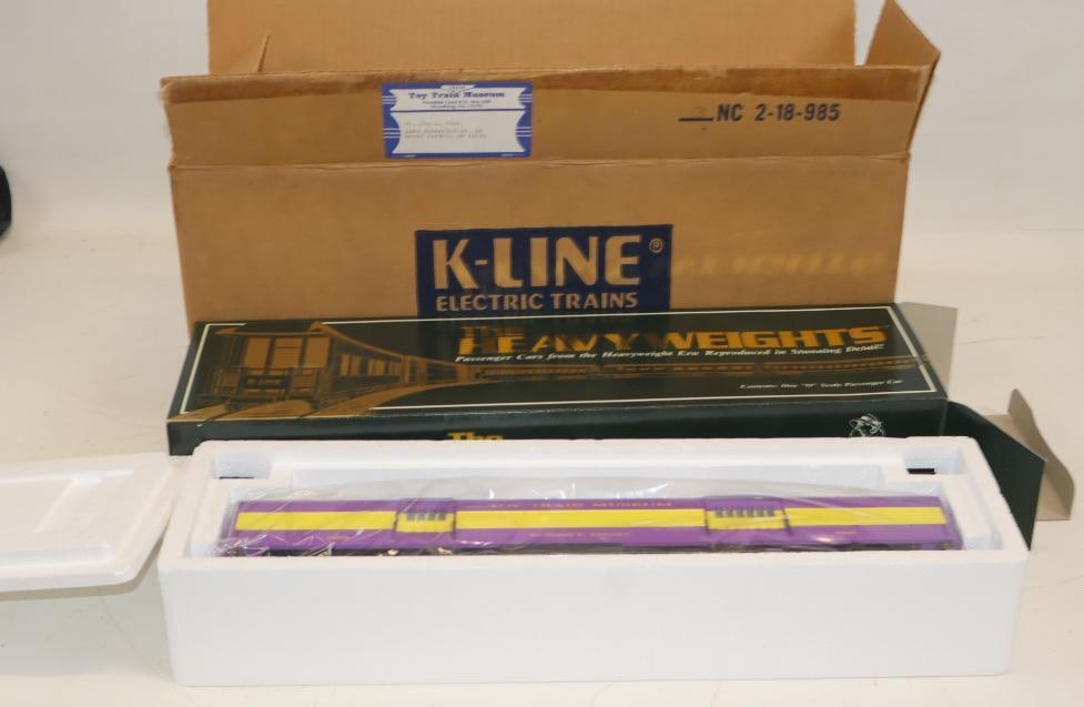 Group of 2 K Line The Heavy Weights O Scale Passenger Cars in Original Box: 20.5" x 6" x 8.5"