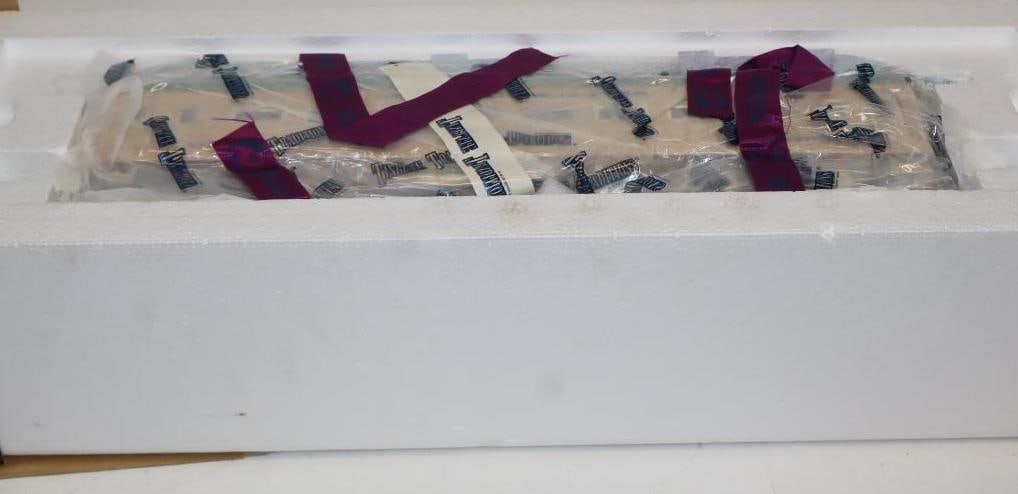 Tinplate Traditions Legionnaire Electric Locomotive in Original Box: 25" x 9.5" x 7", box has some water damage