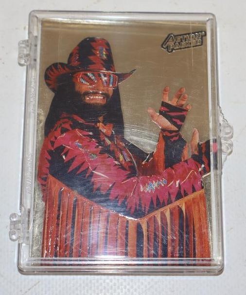 1994 Randy Savage Macho Man Action Packed Embossed Trading Card: 4" x 2.75"