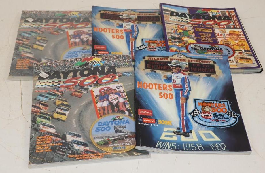Group Of 5 1990s Daytona 500 And Hooters 500 Race Programs: 8.5" x 11" Each