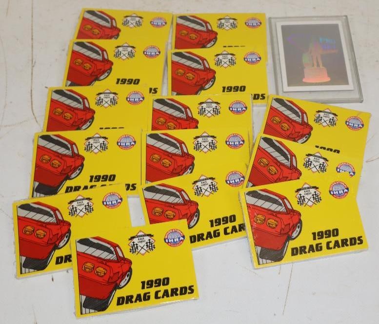 Group of 15 1990 IHRA Drag Racing Car Unopened Trading Card Packs & 1992 Pro Set Numbered Hologram: 3.25" x 2.5"