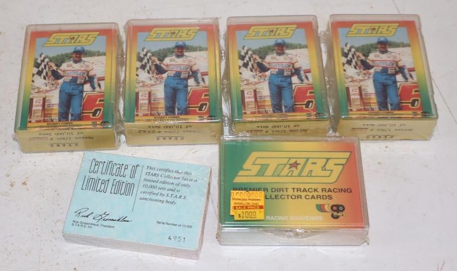Group of 6 1991 Stars Dirt Track Racing Card Sets: 3.5" x 2.75" x 1.5" each