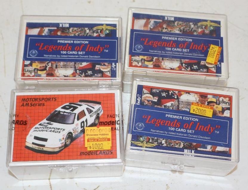 Group of 4 Legends of Indy and Motor Sports 100 Trading Card Sets: 3.5" x 2.5" x 2" each
