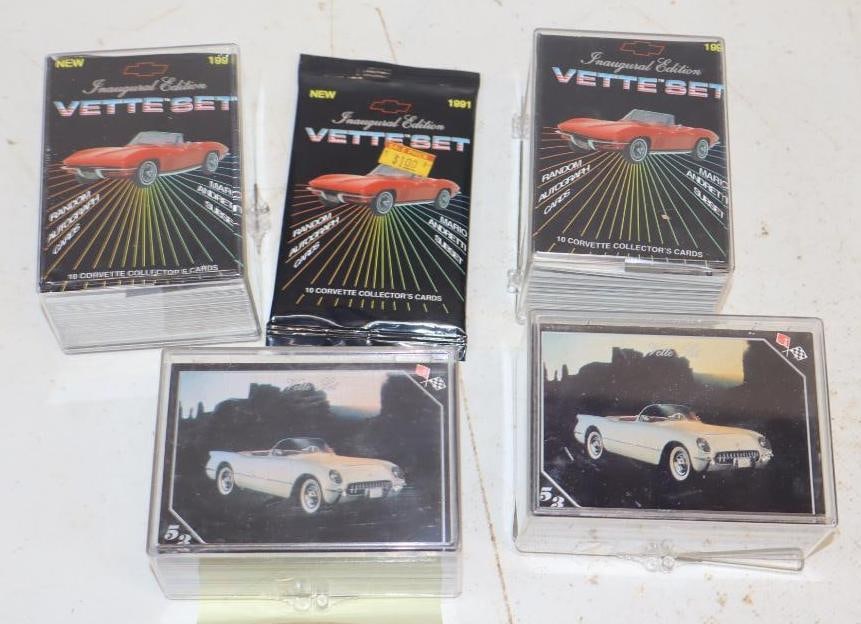 Group of 5 1991 Corvette Vette Set Card Cases and Unopened Pack: Largest is 3.5" x 2.5" x 2"