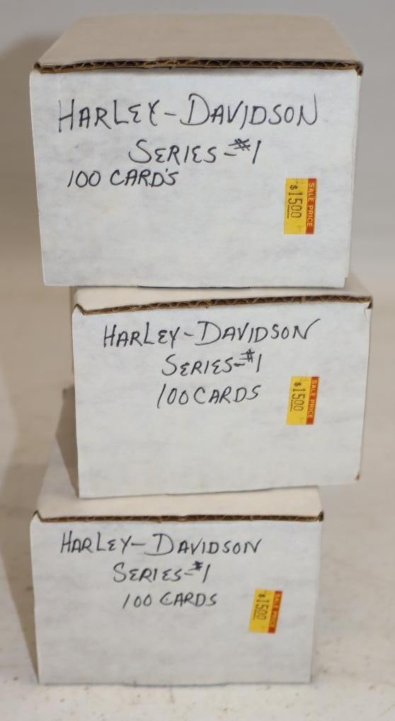 Group of 3 Harley Davidson Series 1 Trading Card Sets: 4.5" x 4" x 3" is the largest