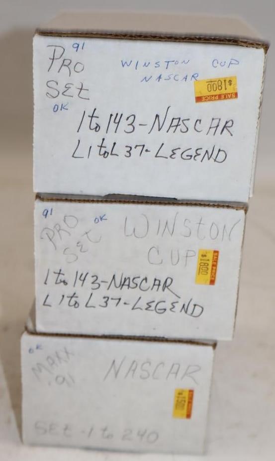 Group of 3 1991 NASCAR Pro Set and Maxx Trading Card Set: 4.5" x 4" x 3" is the largest