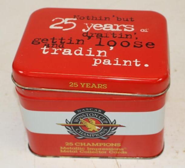 1995 Winston Cup Champions Metallic Impressions Metal Trading Cards: 2.5" x 3.5" each in metal case that measures 6" x 4.5" x 4.5"