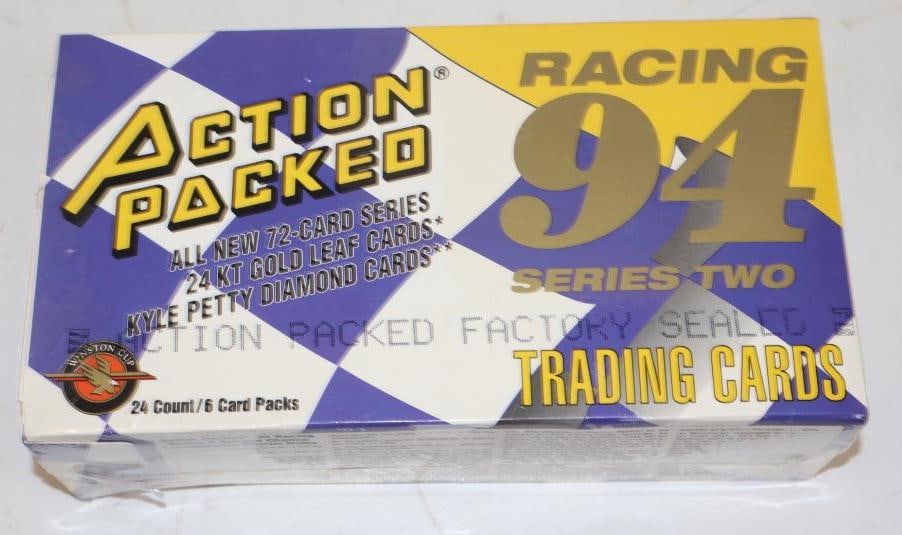 1994 Action Packed Winston Cup Series Two Unopened 24 Pack Box of Trading Cards: 8" x 4.25" x 2.25"
