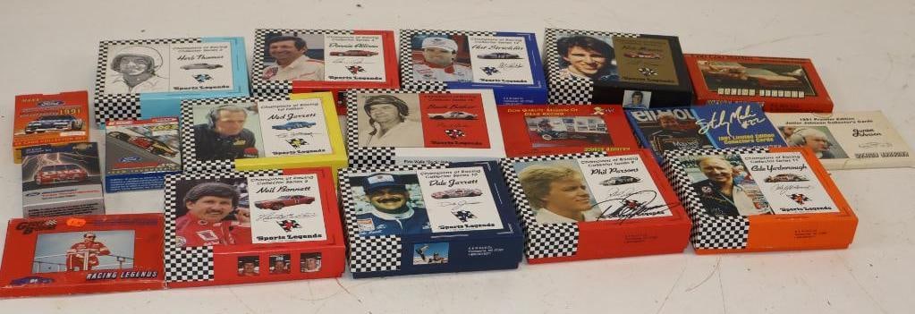 Group of 18 Racing Legends Empty Trading Card Boxes: 5.5" x 4.5" x 1.5" is the largest