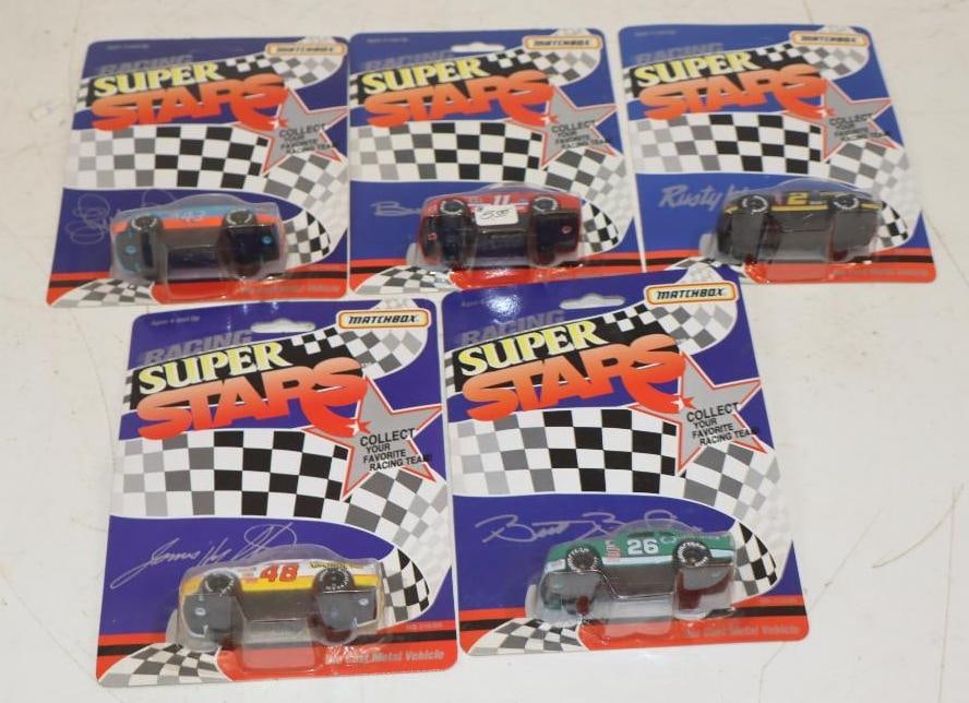 Group of 5 Matchbox Super Racing Stars Diecast Racing Stock Cars: 1/64 Scale Cars
