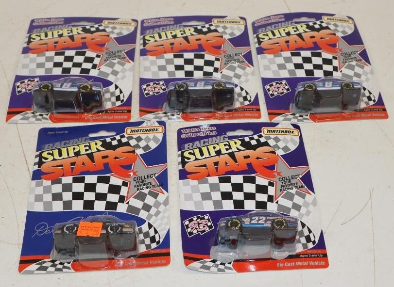 Group of 5 Matchbox Super Racing Stars Diecast Racing Stock Cars: 1/64 Scale Cars