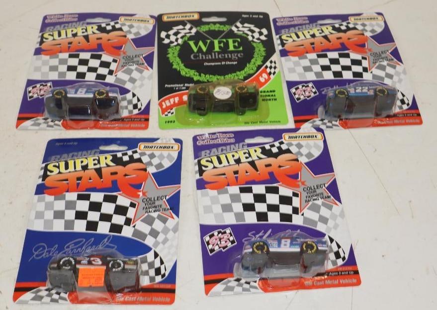Group of 5 Matchbox Super Racing Stars Diecast Racing Stock Cars: 1/64 Scale Cars