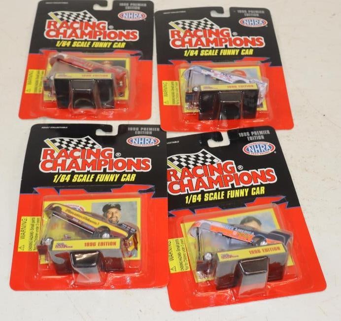 Group of 4 Racing Champion NHRA Diecast Funny Cars: 1/64 Scale Cars