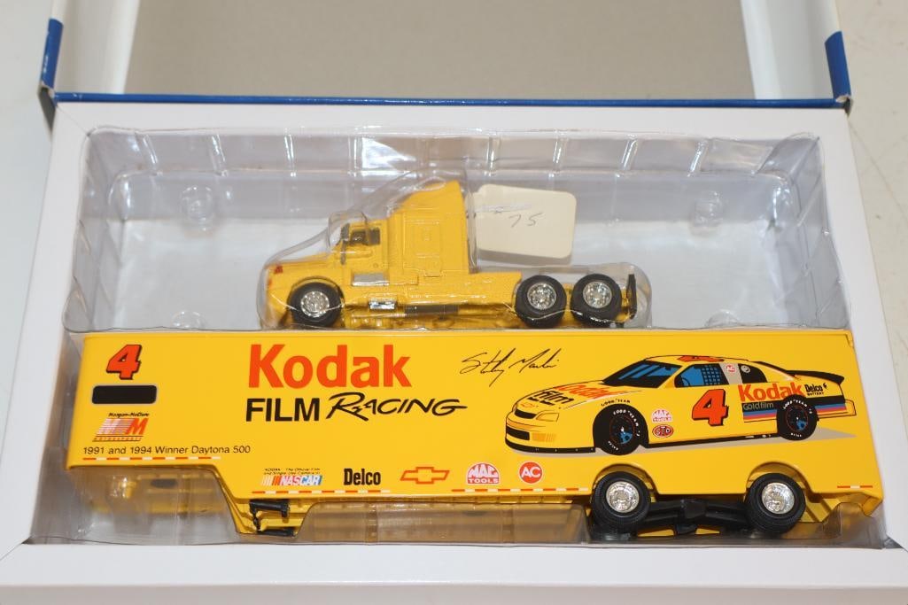 American Racing Scene Kodak Film Diecast Racecar Hauler in Original Box: 11" x 7" x 2.5"