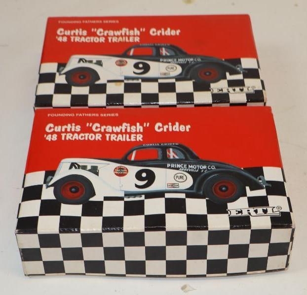 Group of 2 Ertl Curtis "Crawfish" Crider Diecast Tractor Trailer in Original Box: 10" x 6.5" x 2.5" with some water damage