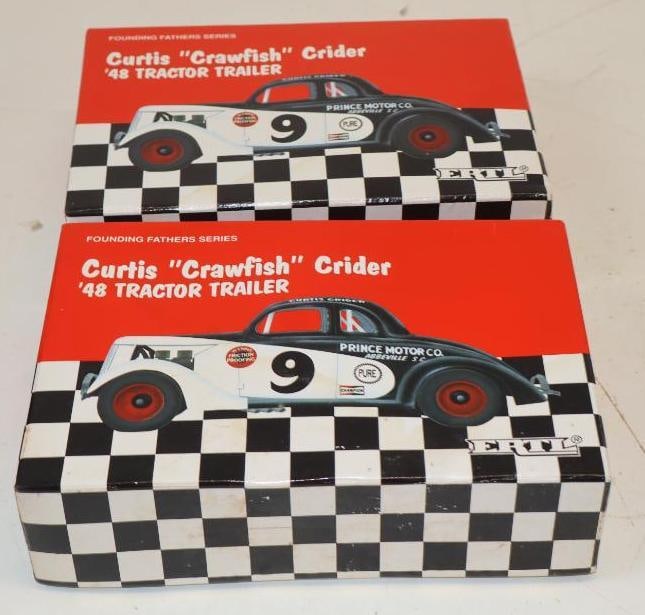Group of 2 Ertl Curtis "Crawfish" Crider Diecast Tractor Trailer in Original Box: 10" x 6.5" x 2.5" with some water damage