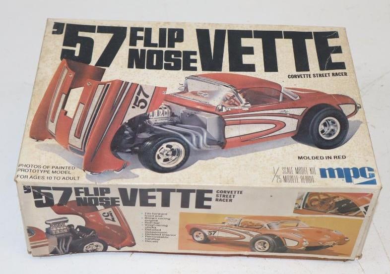 57 MPC Model Flip Nose Vette Box Eih 1969 Charger painted Model Inside: 9" x 6.5" x 3.25"