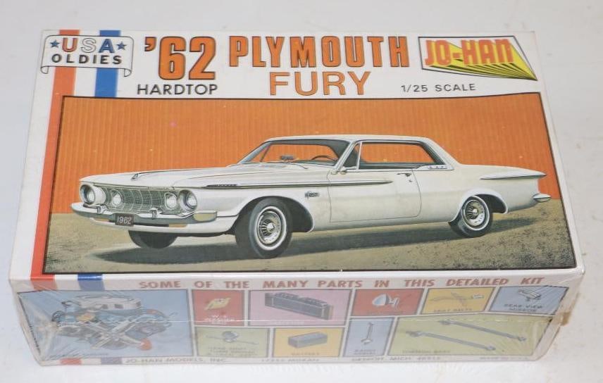 62 Jo-Han Nos Plymouth Fury 1/25 Scale Model In Original Box: 9" x 6" x 3.5"