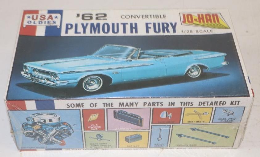 62 Jo-Han Nos Plymouth Fury Convertible 1/25 Scale Model In Original Box: 9" x 6" x 3.5"