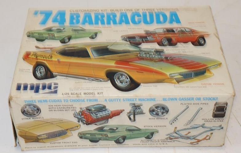 74 MPC Barracuda 1/25 Scale Semi-Assembled Model In Original Box: 9" x 6" x 3.5"