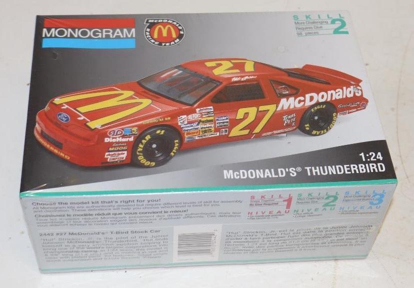 NOS Monogram McDonald's Thunderbird Stock Car 1/24 Scale Model In Original Box: 9" x 6" x 4"