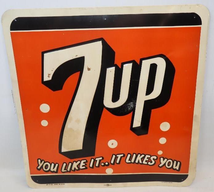 Embossed SST 7-Up Soda Advertising Sign (1 of 9)