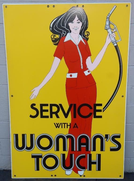 NOS Large Masonite Texaco "Service With a Woman's Touch" Sign (1 of 8)