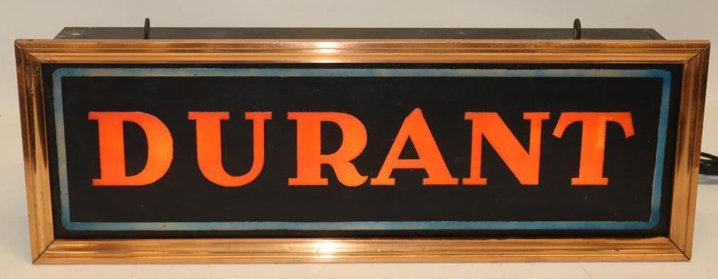 Durant Dealership Etched Glass with Copper Frame Lighted Showroom Sign (1 of 10)