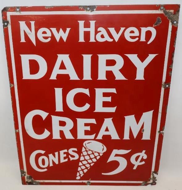 New Haven Dairy Ice Cream Cones SSP Porcelain Sign (1 of 6)