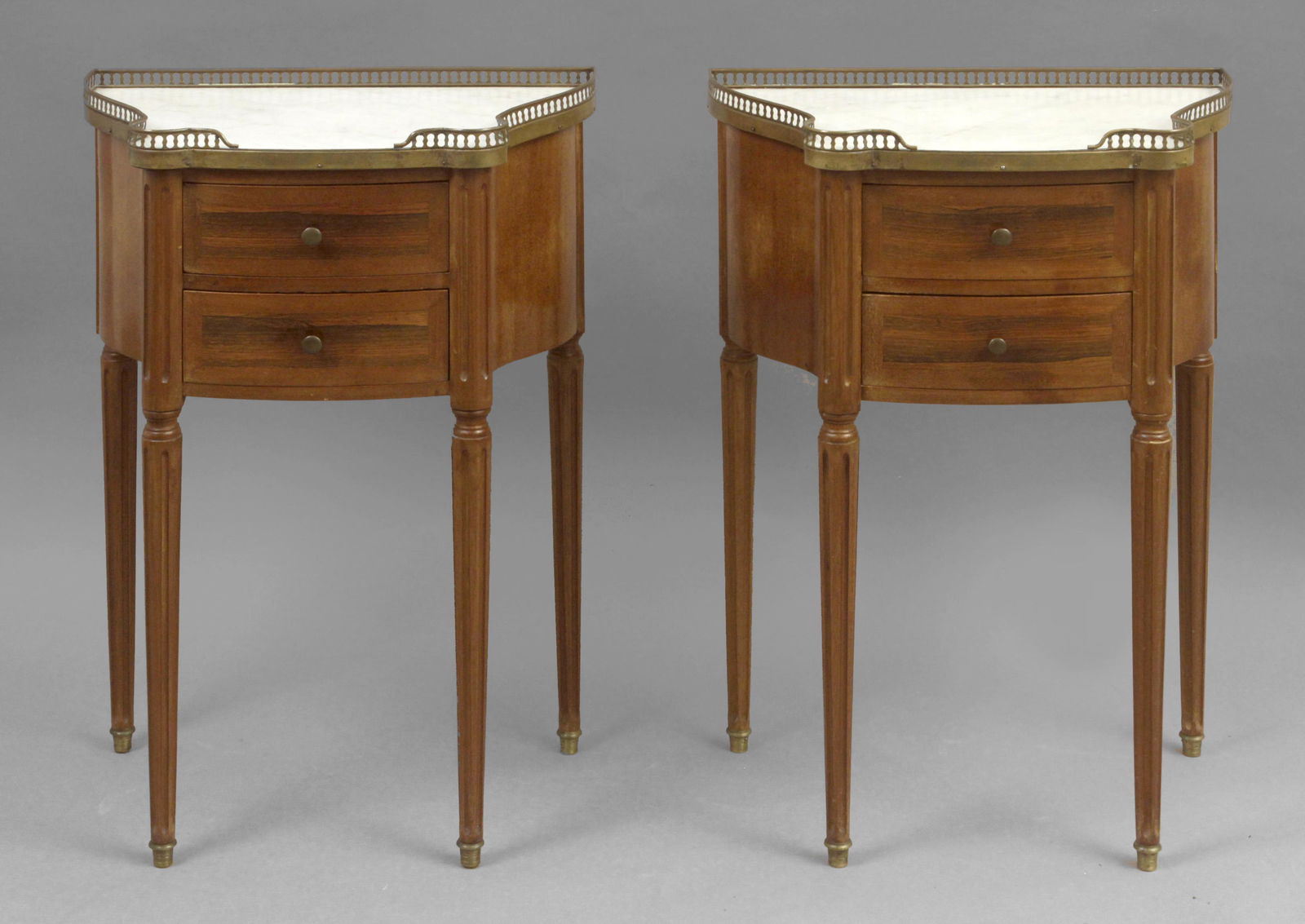 A pair of Louis XVI style walnut side tables circa 1900 (1 of 2)
